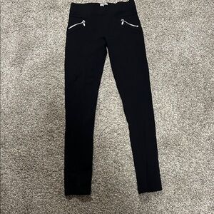 Black Legging Pants with Silver Zipper Accents